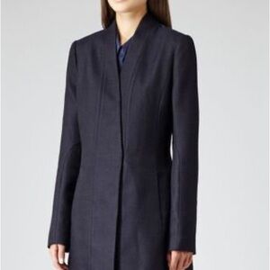 Reiss Delaney Textured Light Fitted Coat Navy size XS